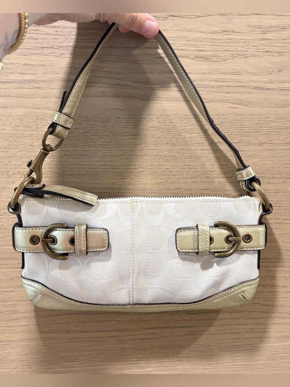 Coach Gold & White Demi Bag